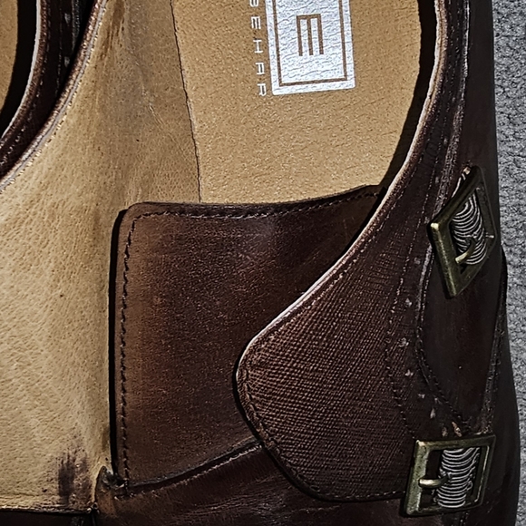 IKE BEHAR 'Hart' Double Monk Strap Shoe Brown Leather Men's Size 11.5 - Picture 3 of 7